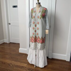 Agha Noor Floral Embroidered Kurta with Cotton Gharara